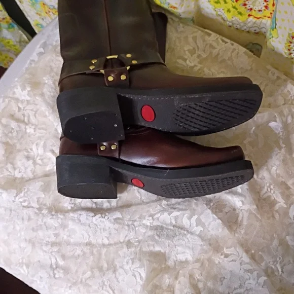 Vintage Durango Engineer Harness Brown Leather Boots with Buckle Men 8.5 W 10
